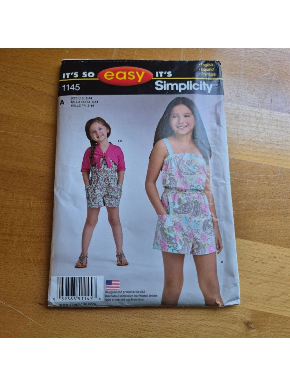 Simplicity 1145 Childs & Girls Romper & Knit Cardigan Sewing Pattern Sizes 3-14